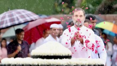 Photo of राजीव गांधी की समाधि ‘वीर भूमि’ पहुंचे राहुल गांधी, पिता को दी श्रद्धांजलि