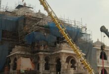 Photo of श्रीराम मन्दिर पर 42 फुट का ध्वज दंड स्थापित
